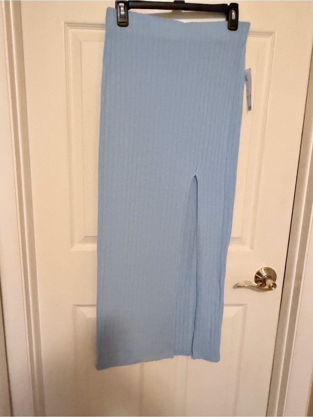 Urban Outfitters Light Blue Ribbed Maxi Skirt with Side Slit